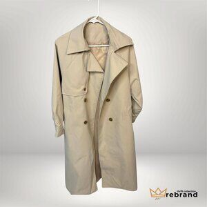 Beige Trench Coat | Classic Double Breasted Jacket | Size S
